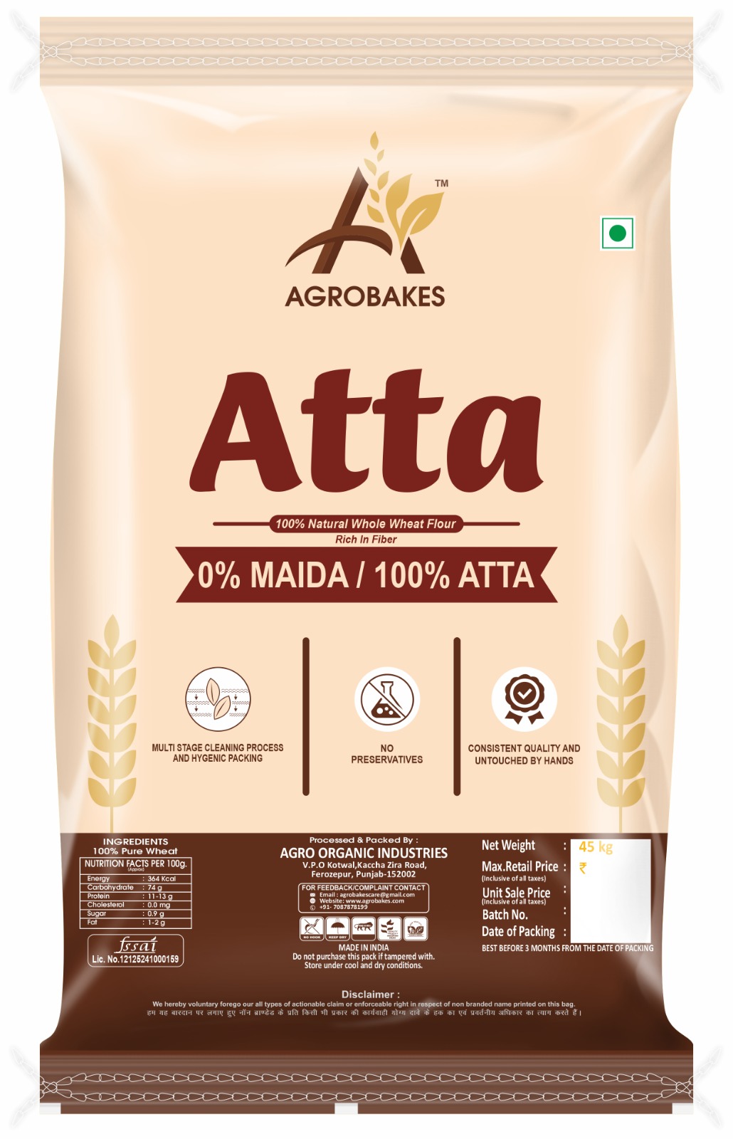 AGROBAKES atta flour pack